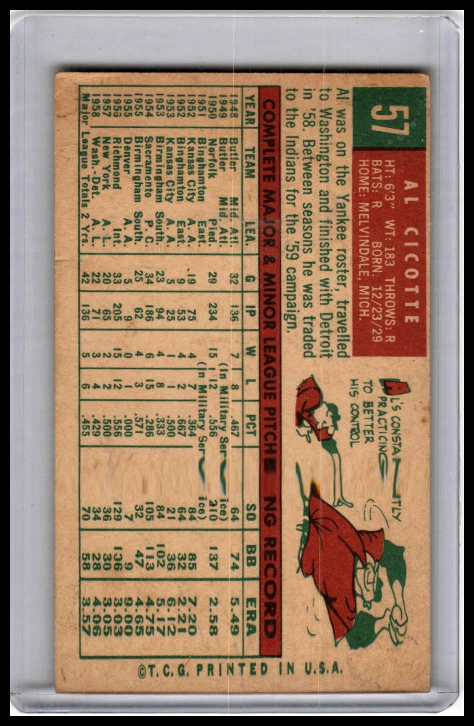 1959 Topps #57 Al Cicotte