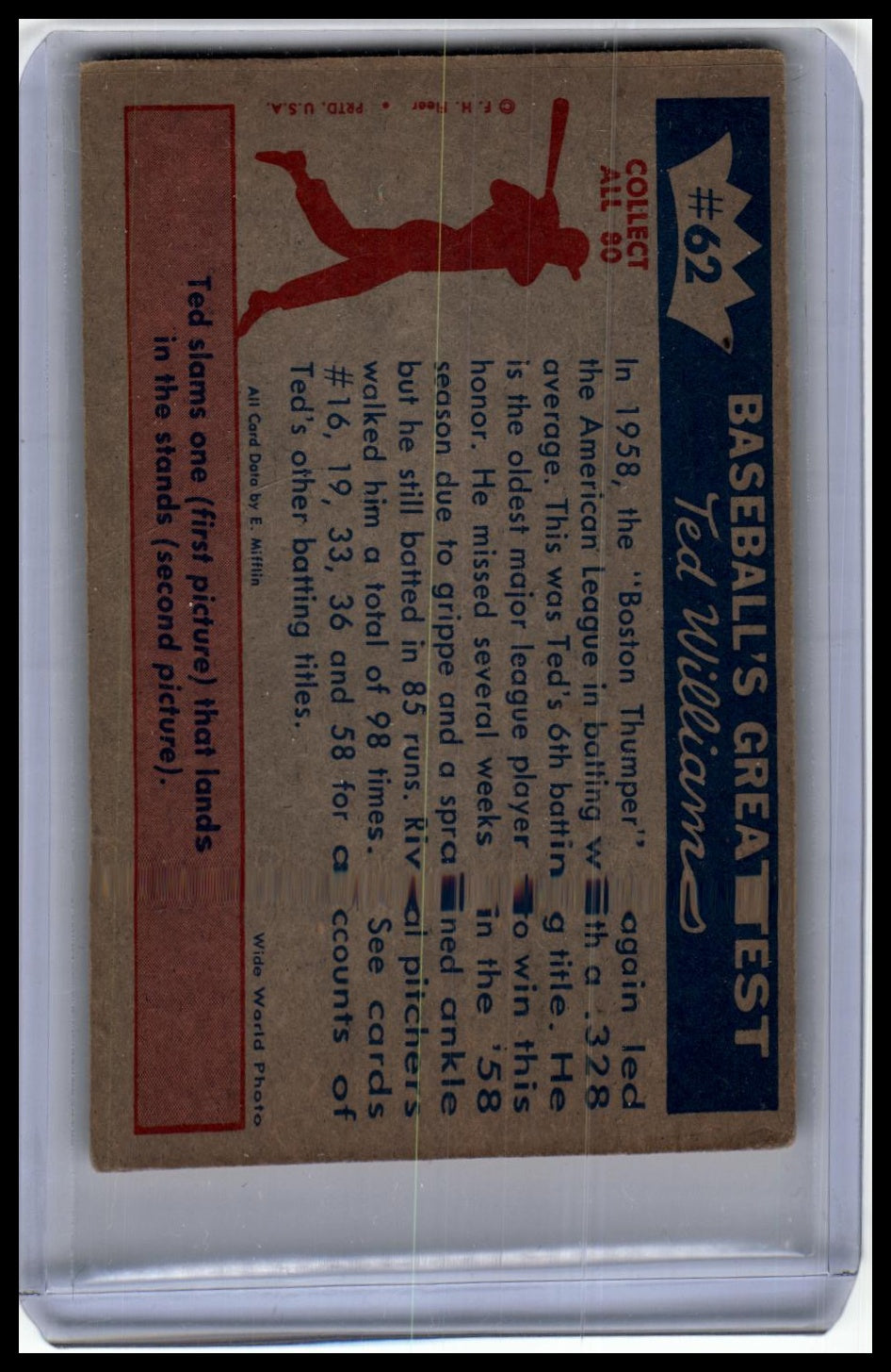 1959 Fleer Ted Williams #62 Ted Williams