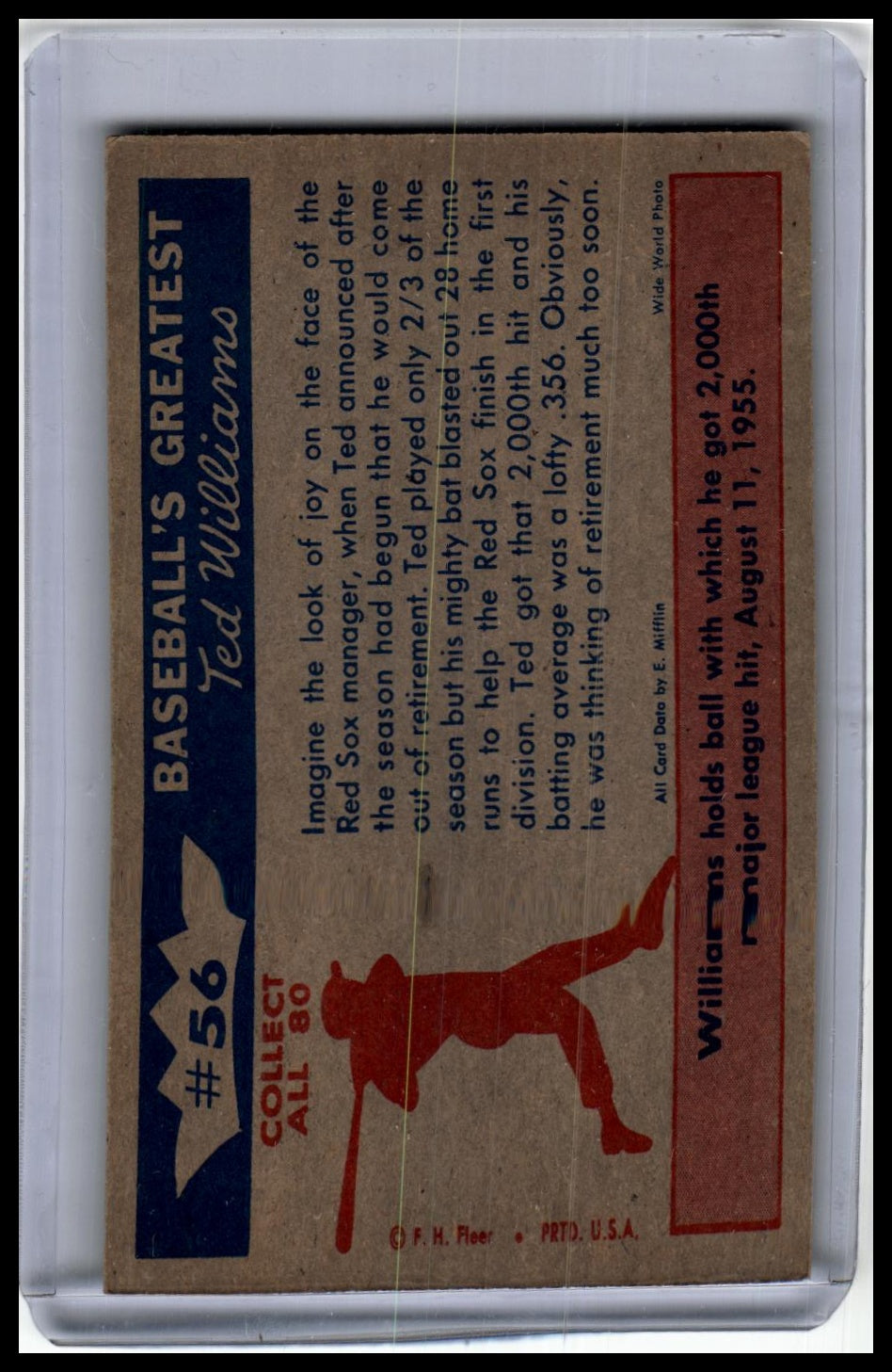 1959 Fleer Ted Williams #56 Ted Williams