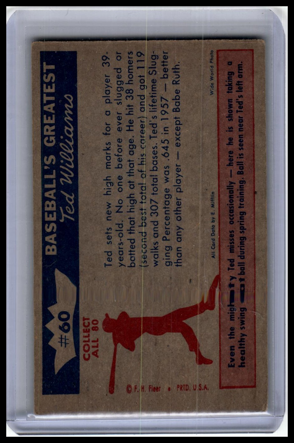 1959 Fleer Ted Williams #60 Ted Williams