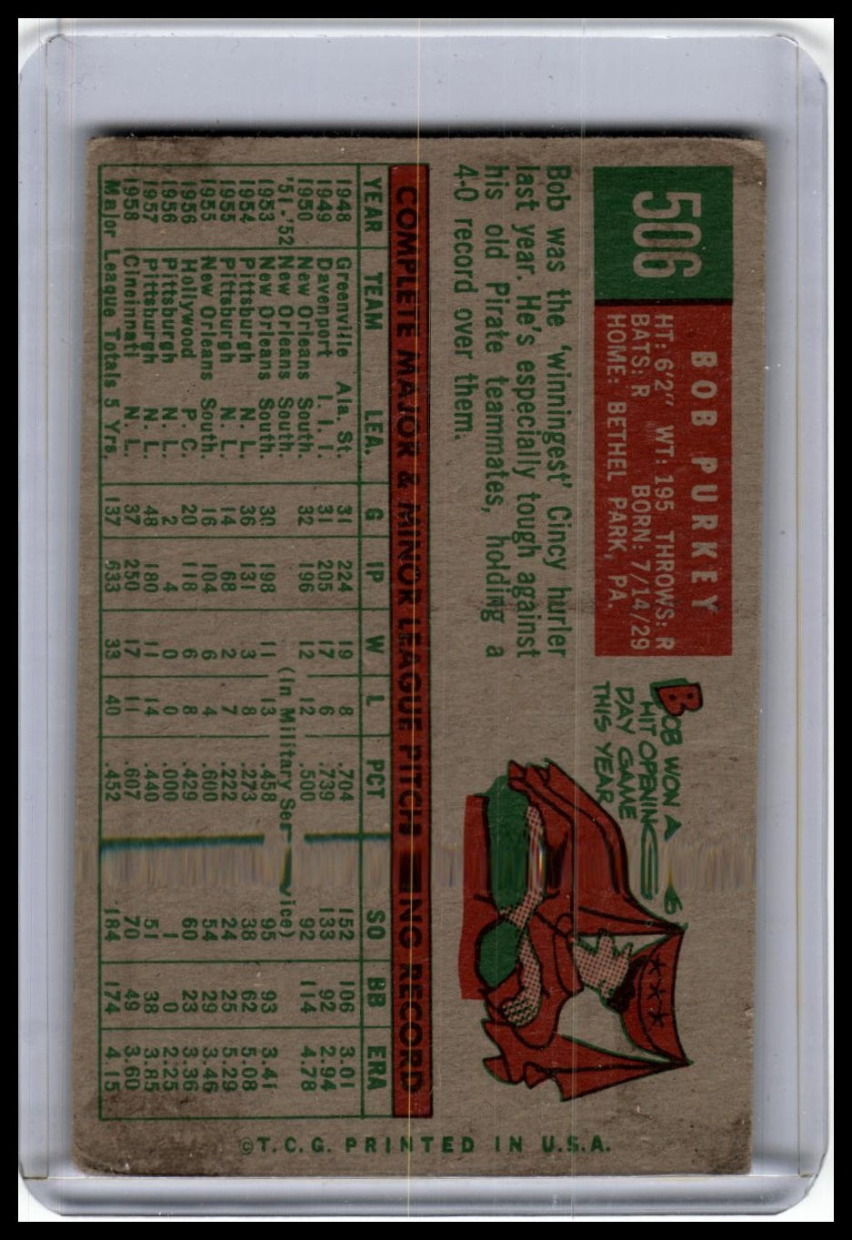 1959 Topps #506 Bob Purkey