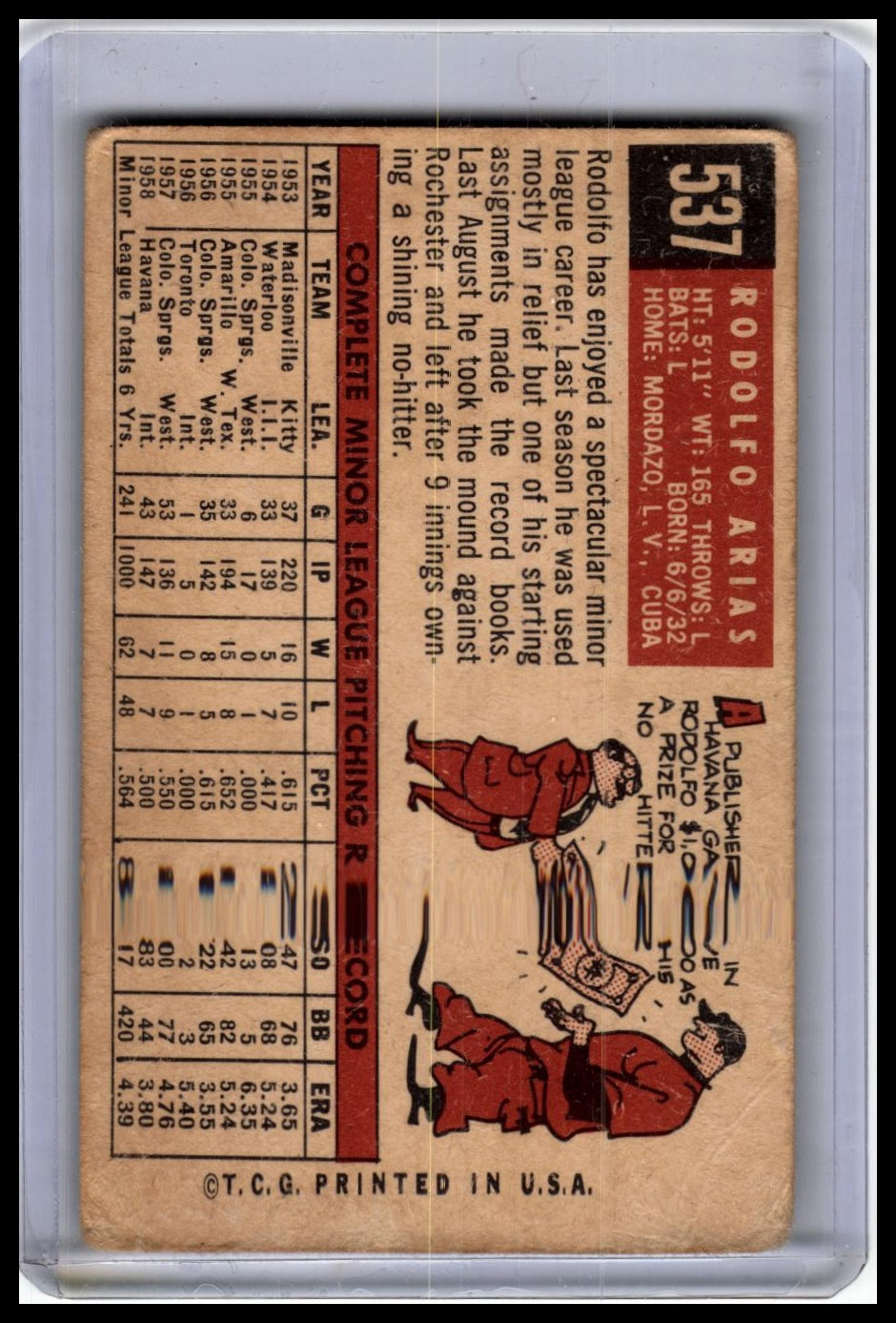 1959 Topps #537 Rodolfo Arias