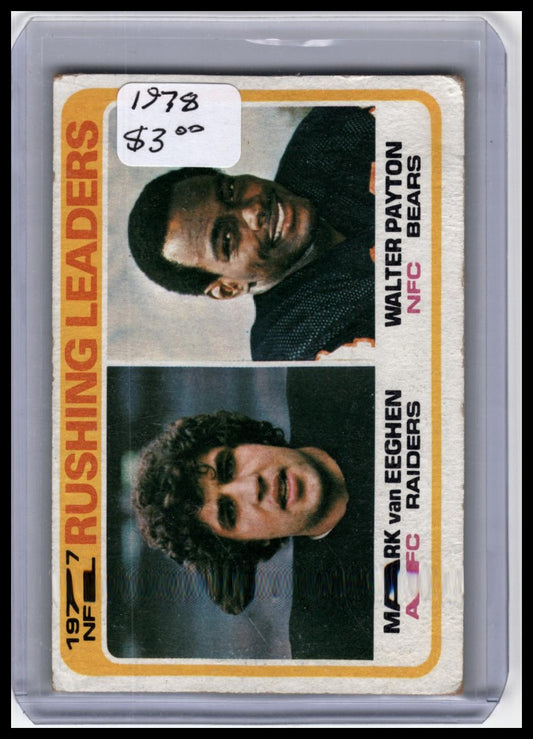 1978 Topps #333 1977 Rushing Leaders (Mark van Eeghen / Walter Payton)