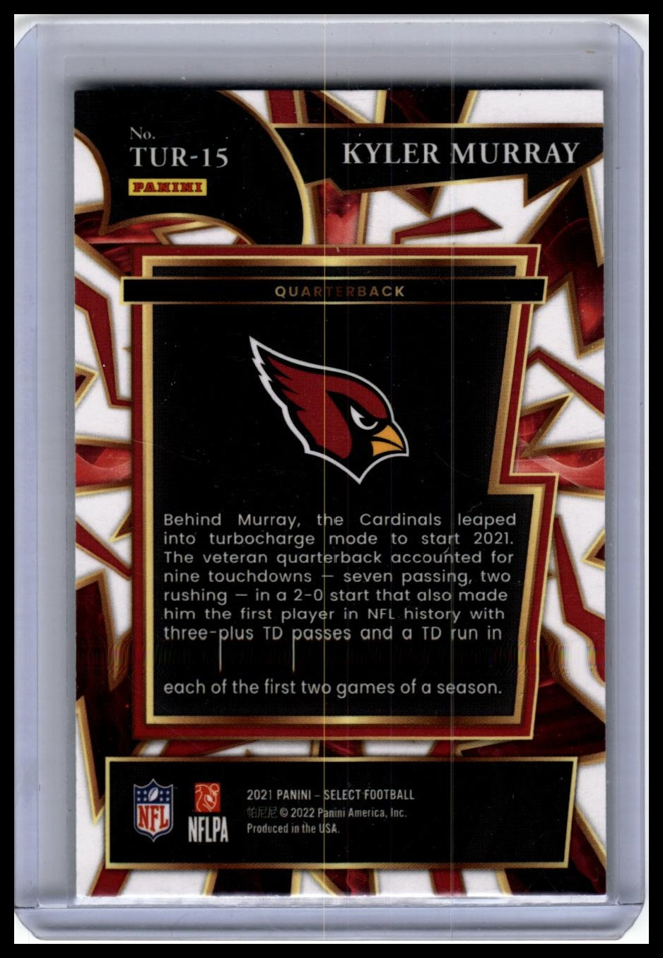 2021 Panini Select #TUR-15 Kyler Murray Turbocharged