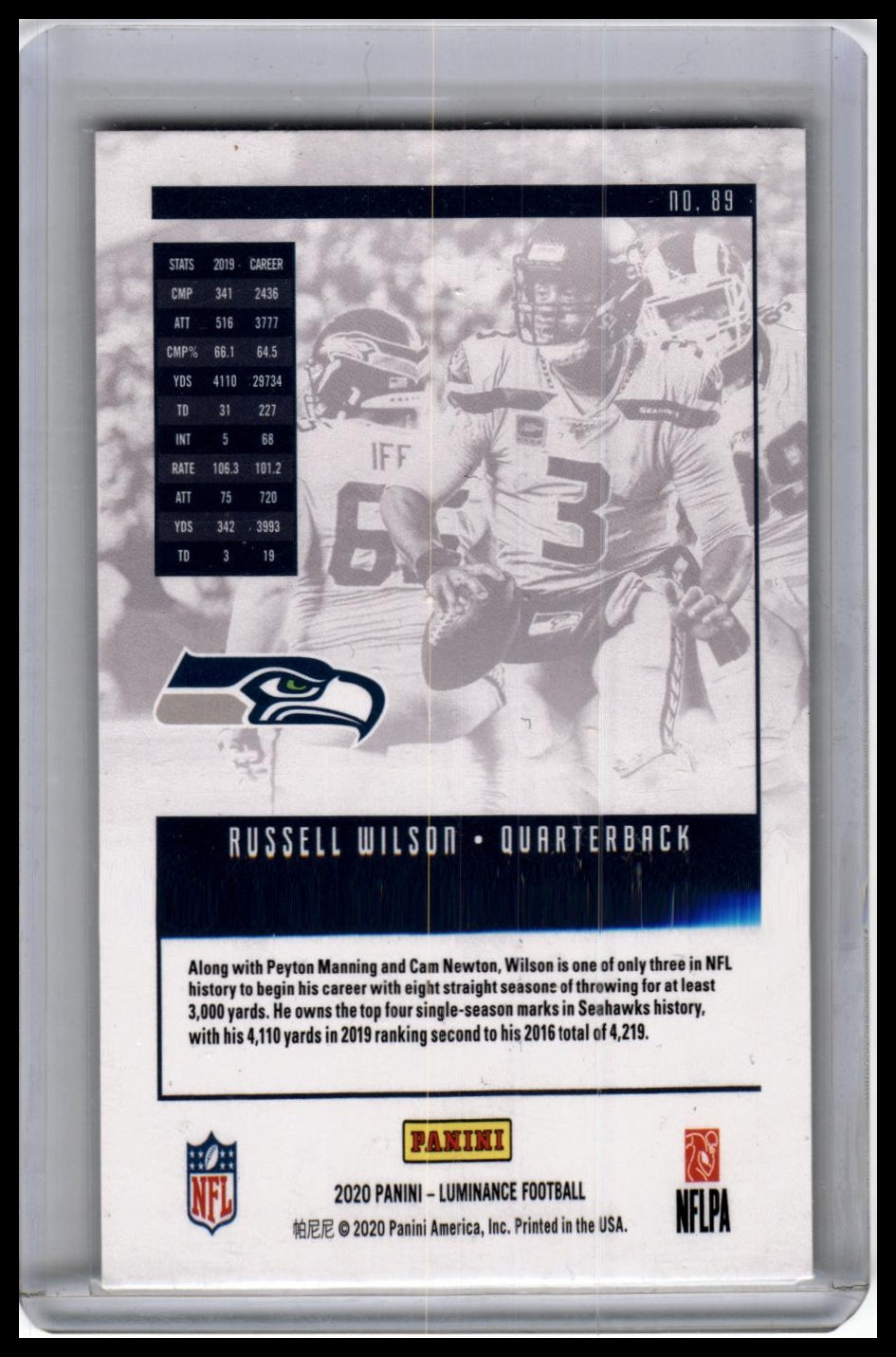 2020 Panini Luminance #89 Russell Wilson