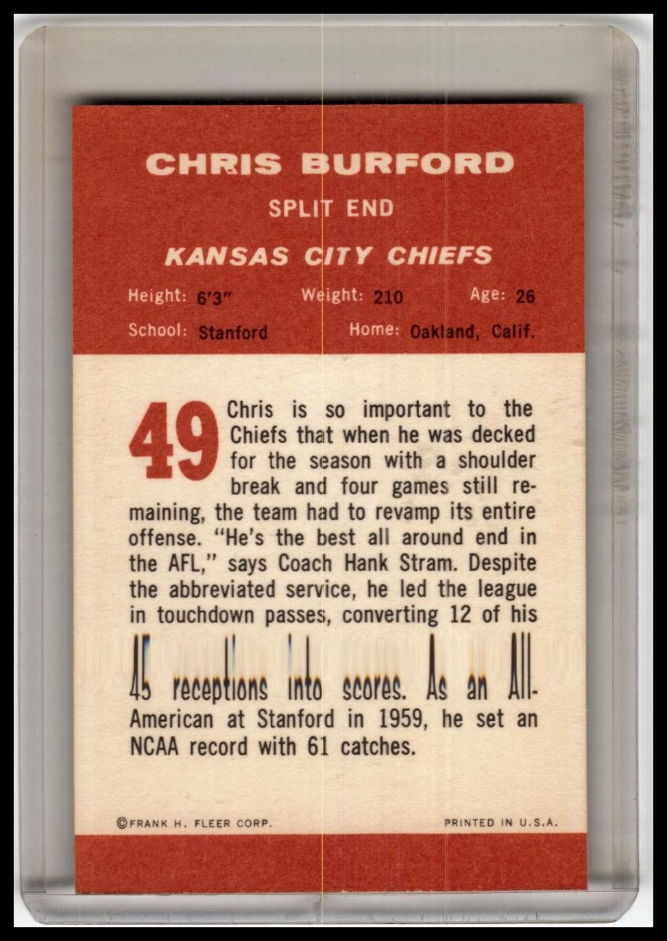 1963 Fleer #49 Chris Burford