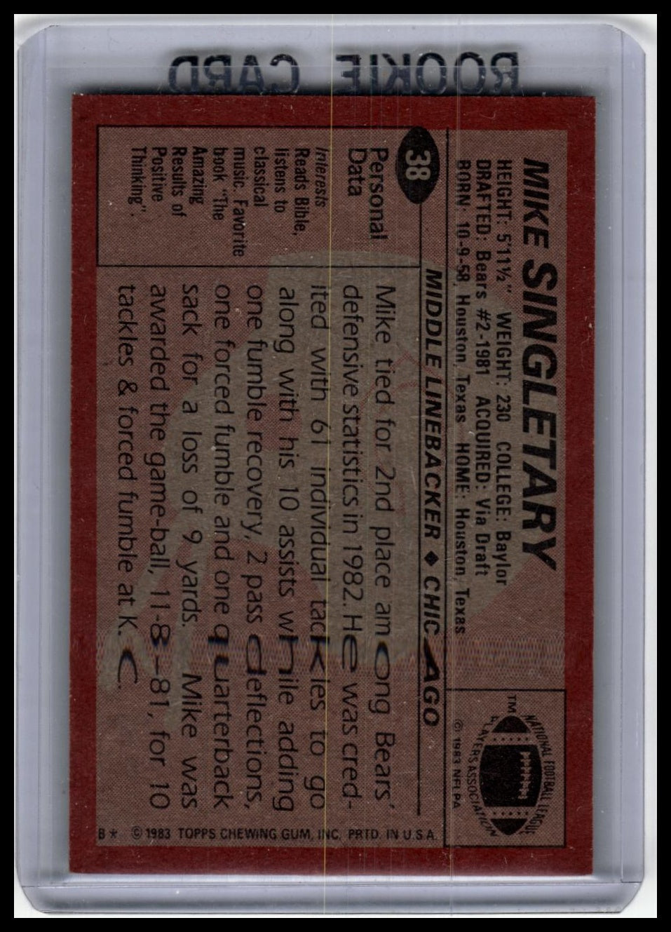 1983 Topps #38 Mike Singletary