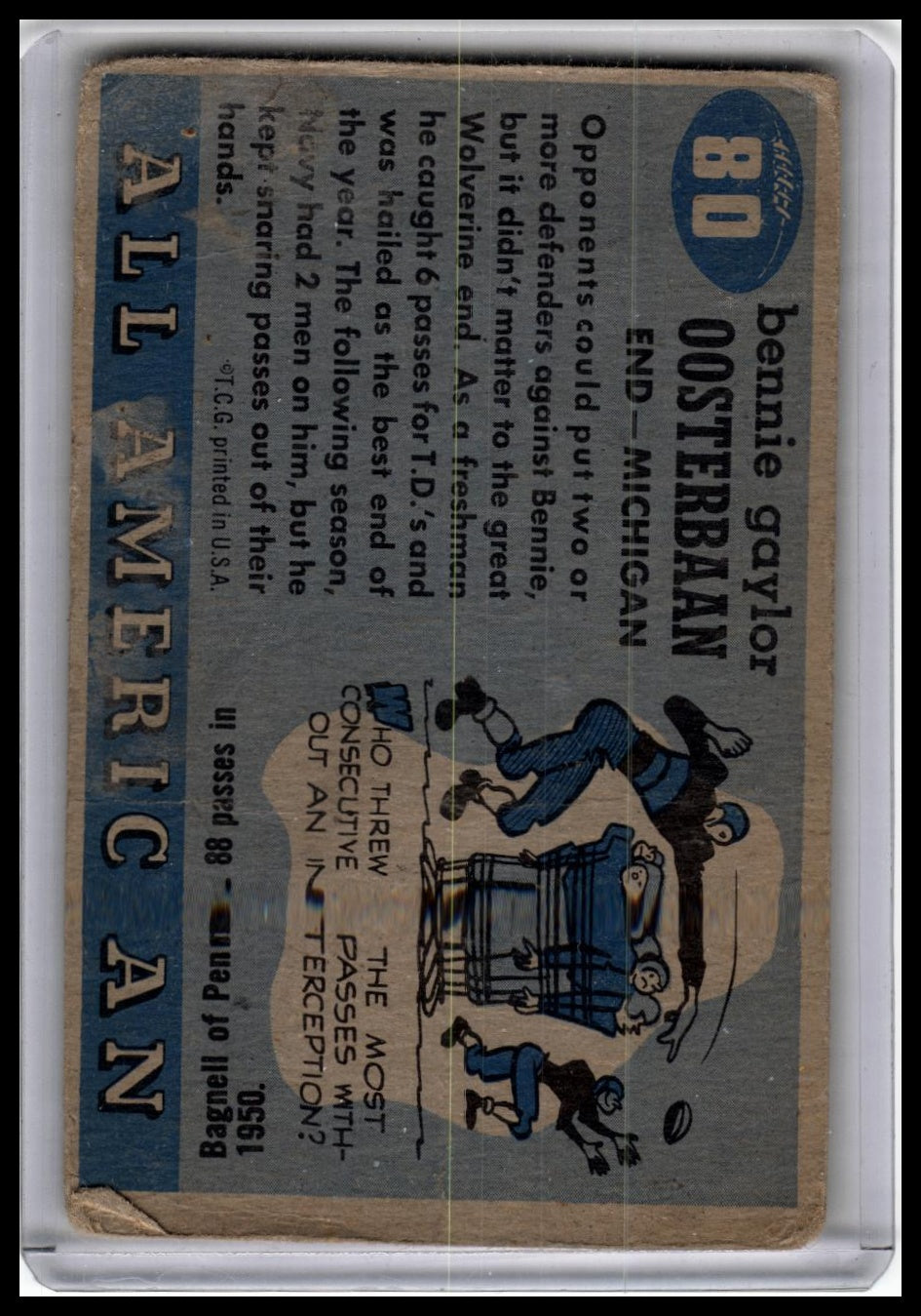 1955 Topps All-American #80 Bennie Oosterbaan