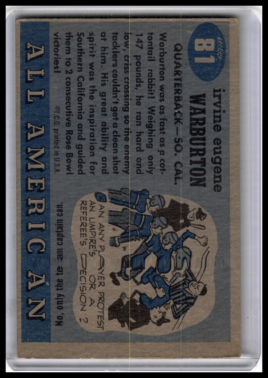1955 Topps All-American #81 Cotton Warburton