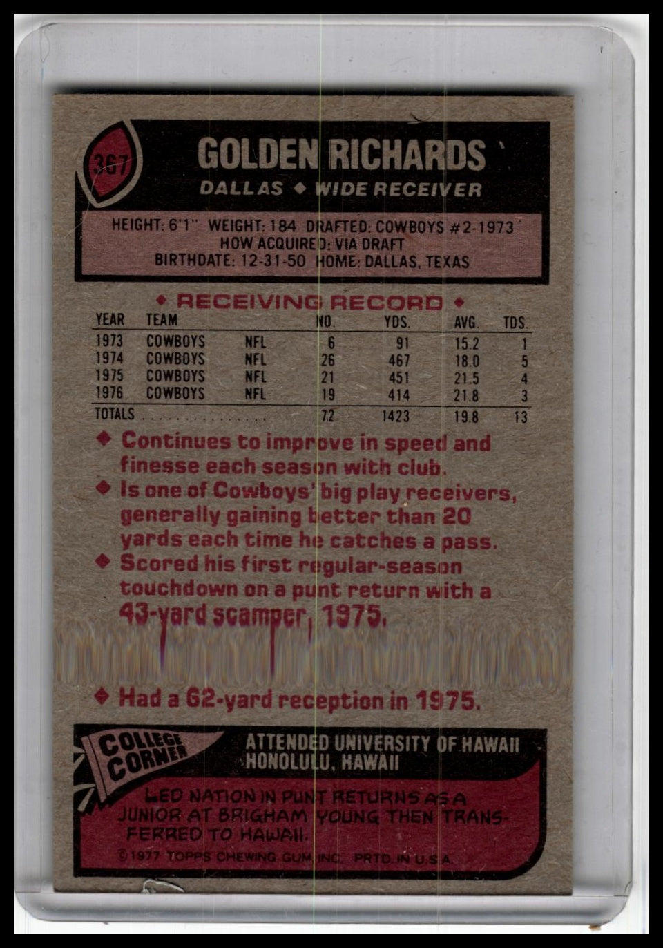 1977 Topps #367 Golden Richards