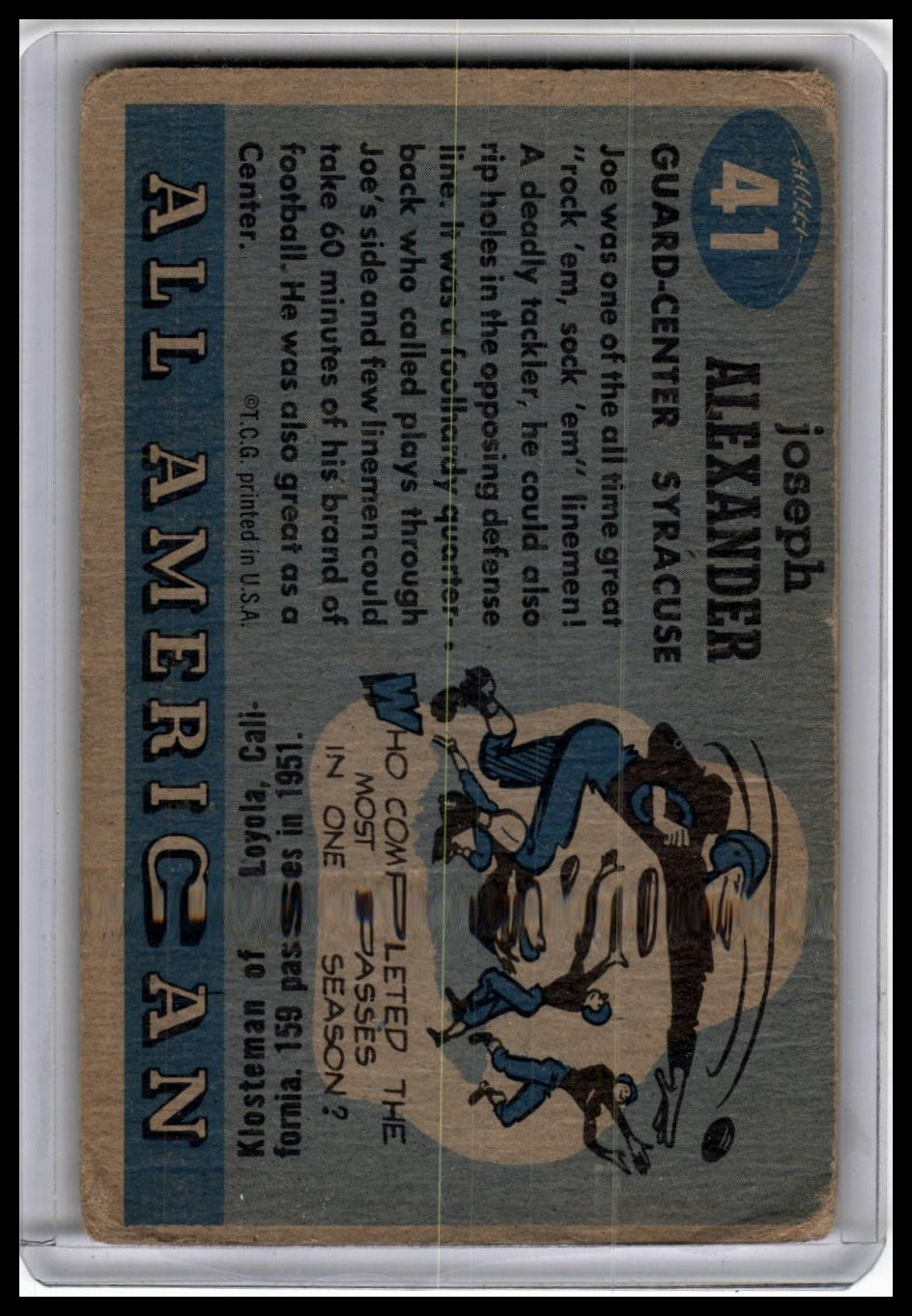 1955 Topps All-American #41 Joe Alexander
