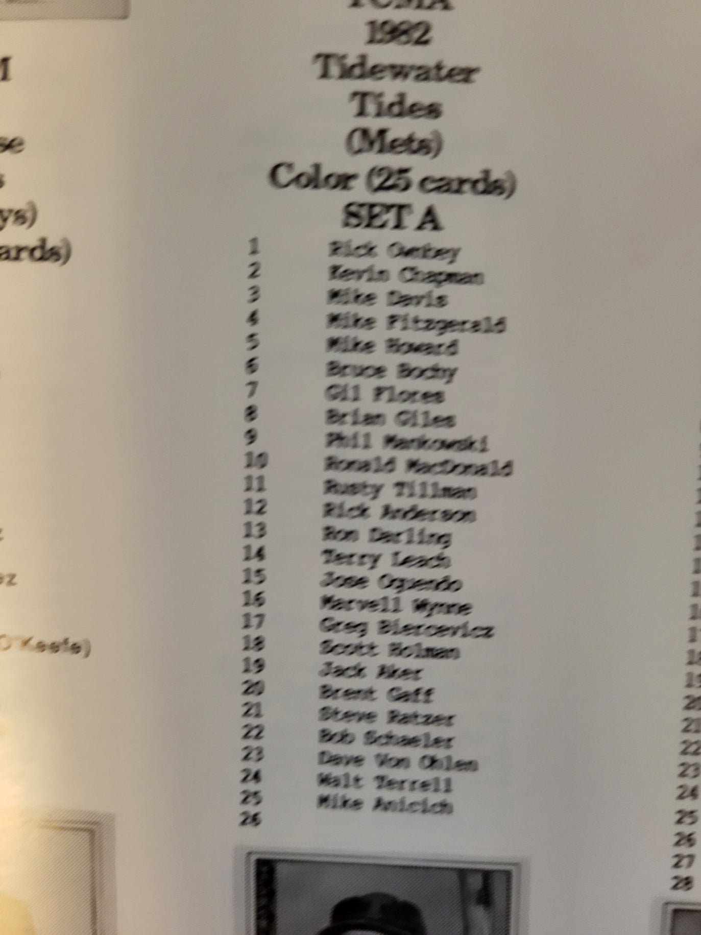 1982 Tidewater Tides TCMA Minor League Set