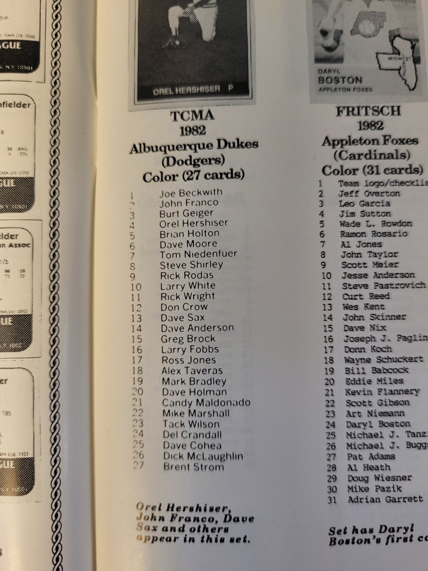 1982 Albuquerque Dukes TCMA- 27 Card Set