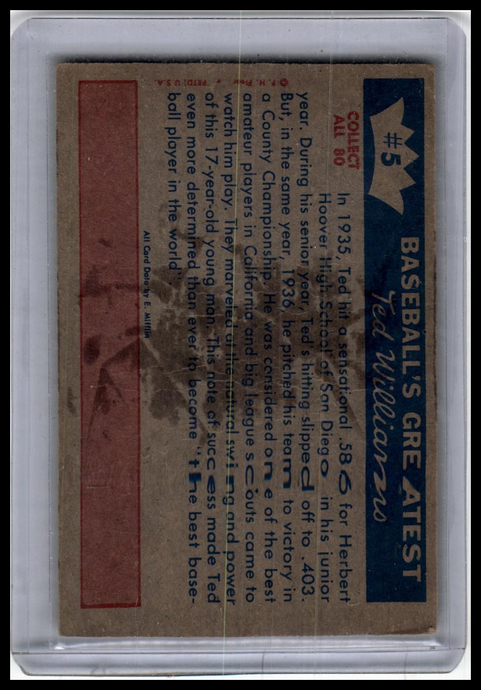 1959 Fleer Ted Williams #5 Ted Williams