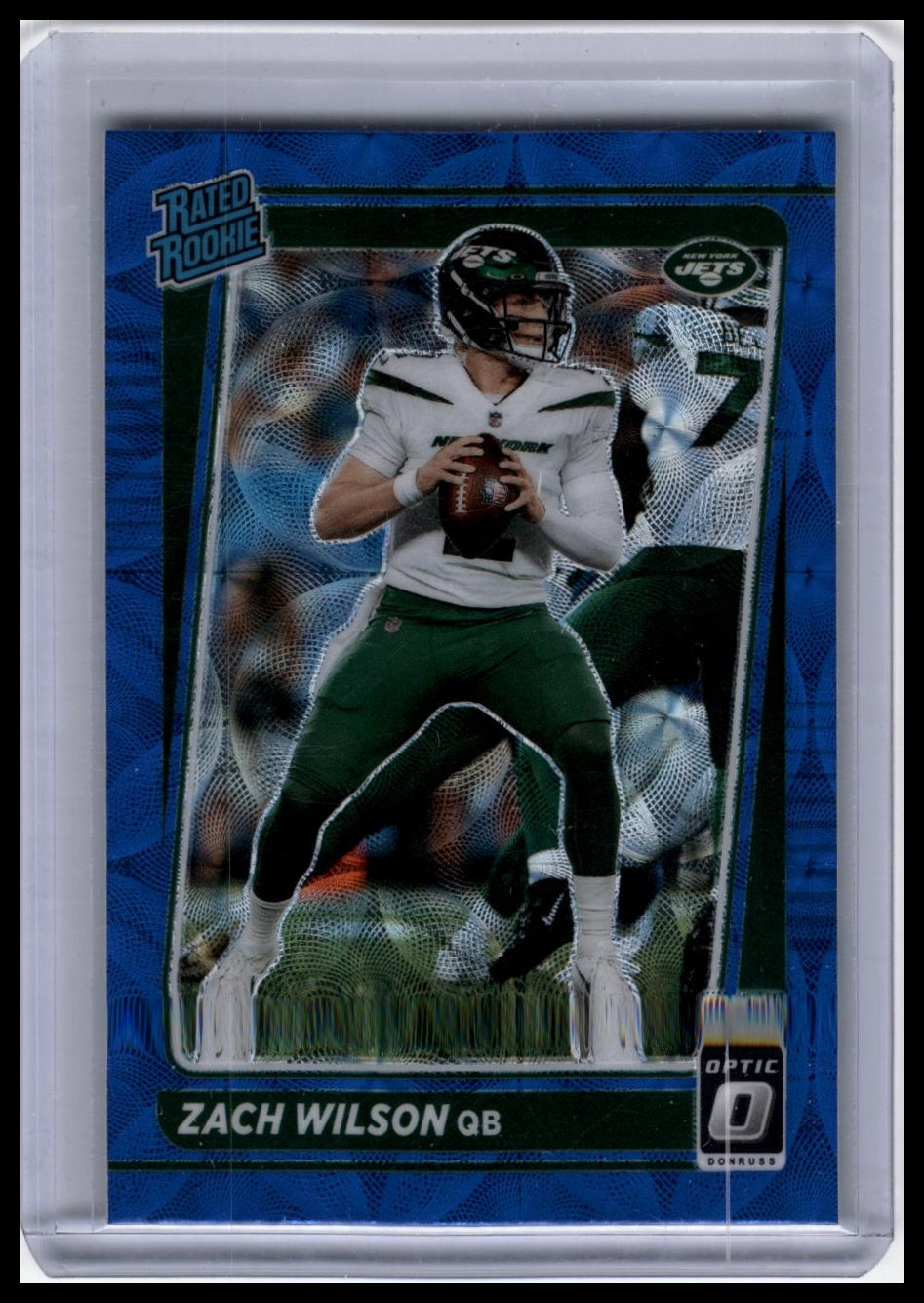 2021 Panini Donruss Optic Zach Wilson Blue Scope Prizm Rated Rookie RC #202 Jets