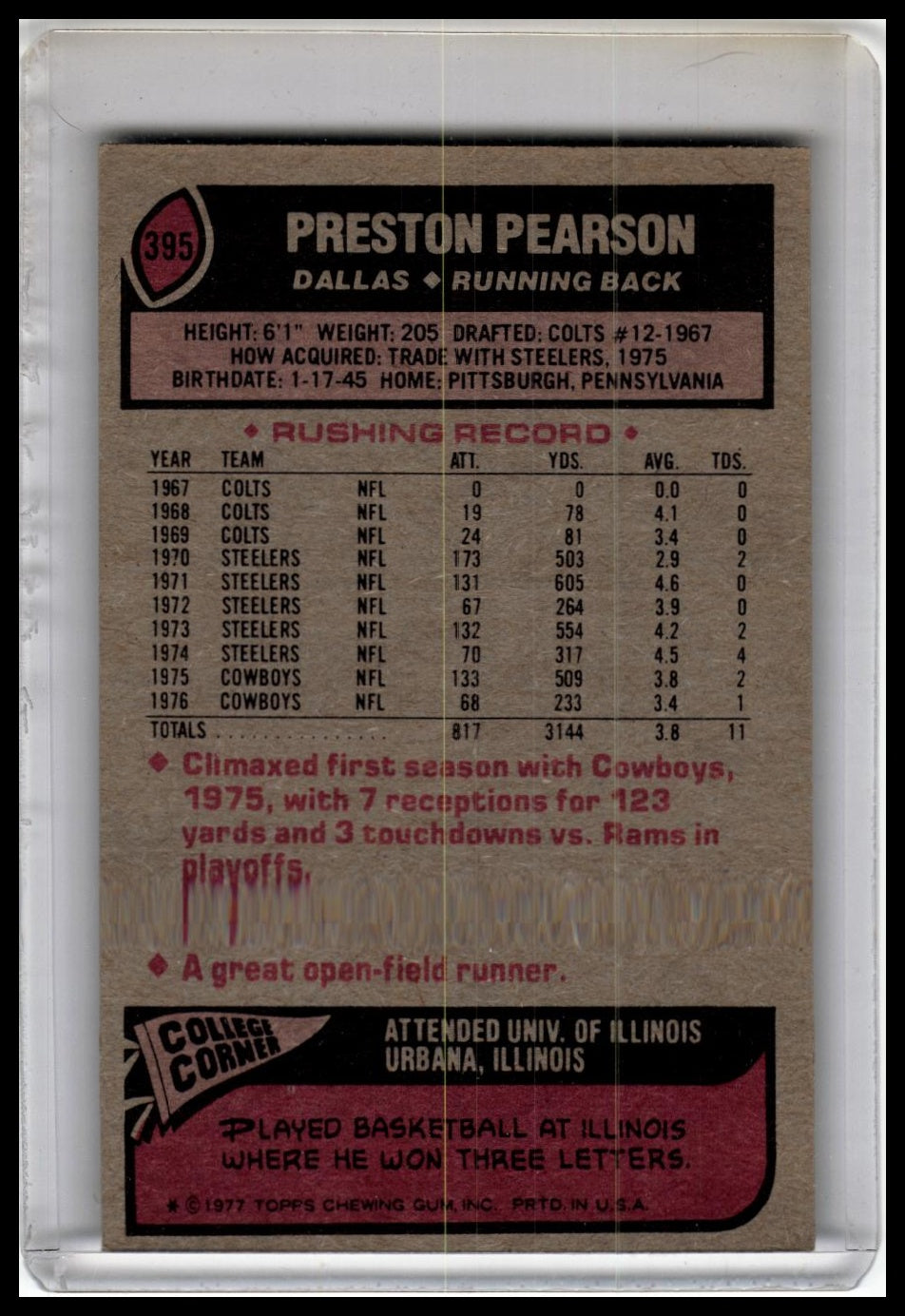 1977 Topps #395 Preston Pearson